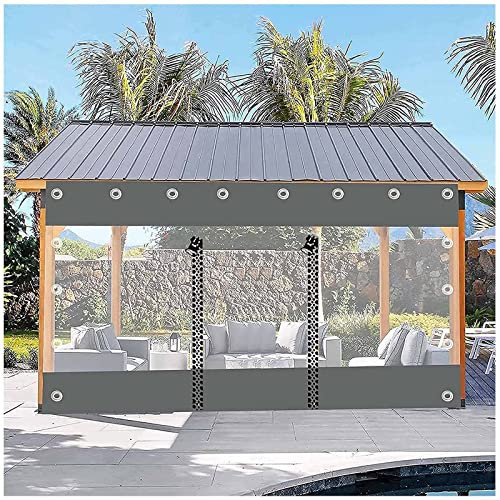 Bâche transparente d'extérieur imperméable avec fermeture éclair pour pergolas et tonnelles - Rideaux de pluie en PVC transparent - 2,6 x 2 m