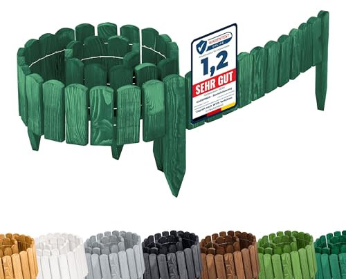 Garronda Rasenkante Holz Beeteimfassung imprägniert 200 cm x 10 cm Flexibler Rollborder Zaun für Garten GD-0107 (Smaragdgrün, Höhe: 10 cm)