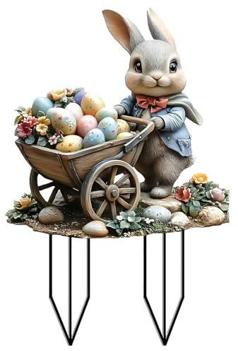 Jadyon Gartenstecker Osterhasen Zum Stecken, Osterdeko Outdoor, Garden Ostern Gartenstecker Osterdeko, Vintage Osterhase Osterei Gartenschilder, Garten Stecker FrüHling Deko Ostern Hase Wetterfest