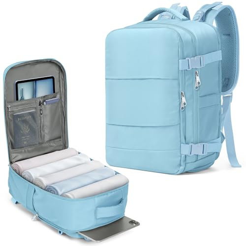 Samfolk Cabin Bags for Ryanair 40x20x25 Underseat Travel Bag 12 Pockets Hand Luggage Bag Cabin Bag with Separate Shoe Pocket for Women & Men Carry on Bag, 20L (Freedom Blue, 40x20x25)