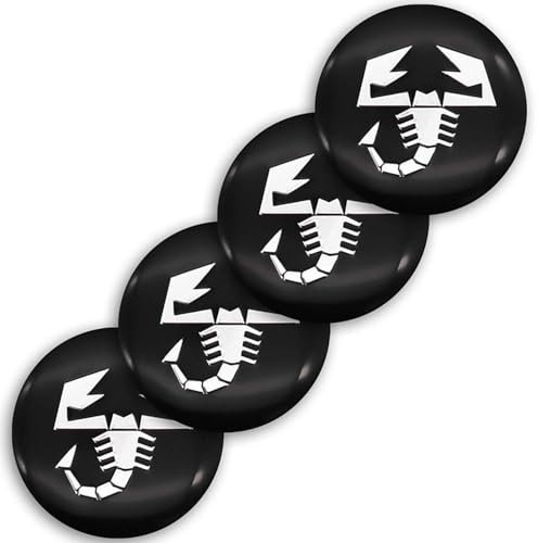 4 Stück Nabendeckel Felgendeckel Radkappen Aufkleber für FIAT Abarth 500 595 1100 56mm, ABS Felgenabdeckungen Dauerhafte Nabenkappen Felgenkappen Aufkleber Mit Logo Auto Zubehör