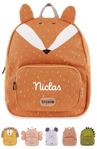 wunderwunsch TRIXIE Kindergartenrucksack, Rucksack für Sportunterricht Schule und Kindergarten, Hort und Krippe, personalisiert mit deinem Wunschnamen (Fuchs, Klein (5,25 Liter))