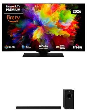 Panasonic TV-48Z80AEY 48 4K Ultra HD OLED Smart TV, Fire TV SC-HTB600EBK Home Theatre Soundbar with Bluetooth and Dolby Atmos