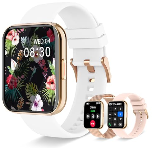 Iaret Smartwatch Damen, 1,85 Fitnessuhr mit Telefonfunktion, Fitness Tracker Herzfrequenz SpO2 Schlafmonitor Schrittzähler 110+ Sportmodi, IP67 Wasserdicht Sportuhr für iOS Android, Geschenke