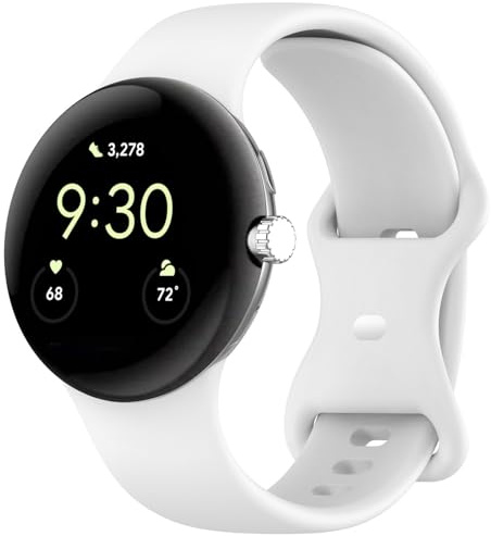 PKQTOP Ersatzarmband für Google Pixel Watch 3 41mm / Watch4 41mm, Sport Armband Uhrenarmband, Silikon Armbänder für Google Pixel Watch / Watch2 (White)