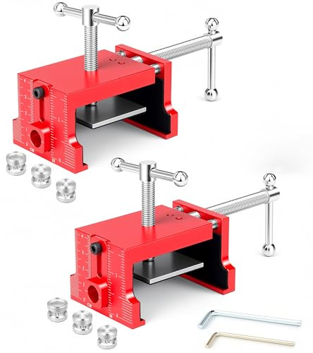 Comfylichi 2Pack Cabinet Clamps for Installing Cabinets, Face Frame Clamps & Claw for Cabinet, Essential Cabinet Tools with 3 Sizes Hole Drilling Guide for Precise Alignment & Installation