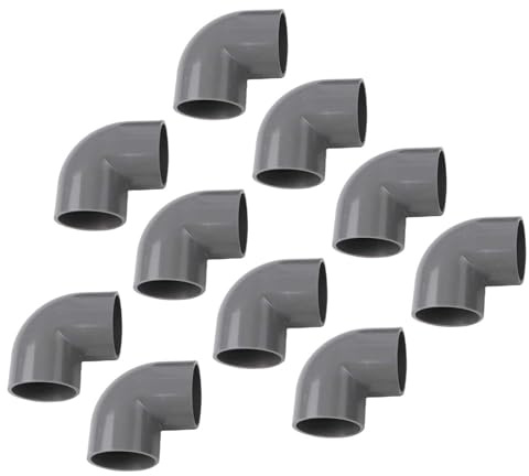 Gettimore PVC-U 90 Grad Rohrbogen 50 mm, grau, geeignet für Wasserversorgung & Gartenbewässerung, 10 bar Druckbewertung
