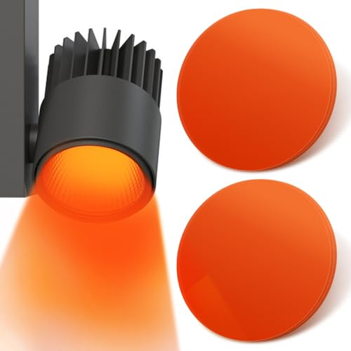 jojofuny 30 Stück 6.6cm Farbfolie für LED Lampen Orange Selbstklebende | Lichtfilter Korrekturfilter FüR Einbaustrahler Und Spot FüR Schlafzimmer Wohnzimmer Und Esszimmer