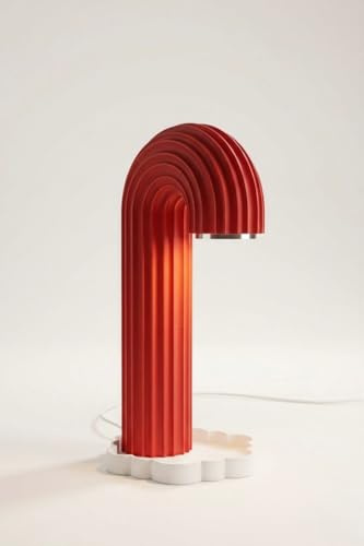 Generico Lampada LED di Design a Forma di Canna, Colore Rosso e Bianco, con Base Decorativa e Cavo USB