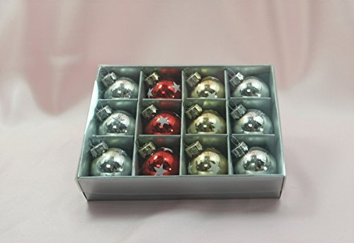 Unbekannt 12 Christbaumkugeln Weihnachtsbaumkugeln Stern rot Gold Silber 3 cm Weihnachten