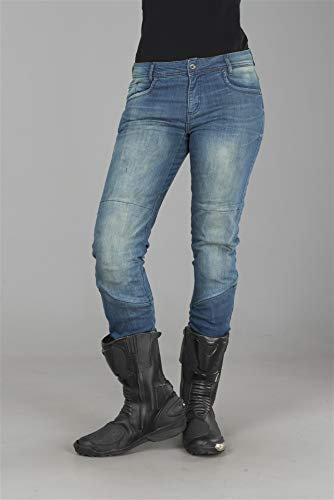 Macna Jenny Pantalones vaqueros de motocicleta para mujer (Blue,26)