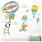 Little Deco Aufkleber Kinderzimmer Zoo Tiere im Zeppelin I 118 x 66 cm (BxH) I Wandbilder Wandtattoo Jungen Tiere Deko Jungs Babyzimmer Junge Sticker DL206-19