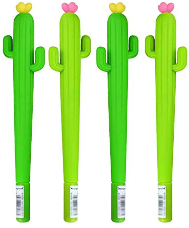 Ogquaton Penna a sfera a forma di cactus a forma di cactus di qualità neutra 4Pcs Penne a gel nero con inchiostro creativo da 0,5 mm
