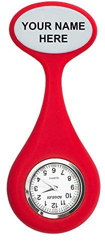 ROLSELEY Personalised Silicone Clip On Nurse FOB Watch Brooch with Pin for Doctors, Paramedics, Nurses - Perfect Nurse Gifts - Sturdy, Safe, Secure - RED