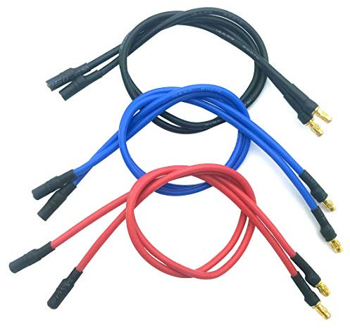 Nuofan 6 Stück 3.5mm Goldstecker Bananenstecker ESC Verlängerungskabel Silikon Kabel für RC Motor (16awg 30cm)