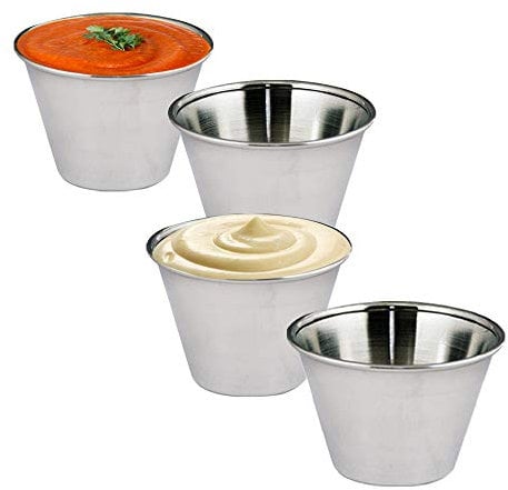 Kosma Set of 4 Stainless Steel Condiment Cups | Pots Dish | Sauce Cups | Sauce Salad Dressing Cups - 4 oz/115 ml