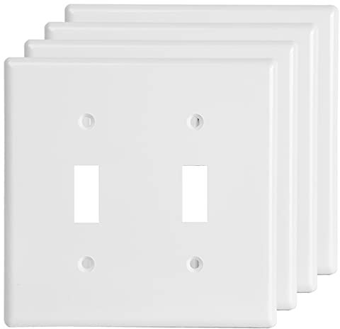 Lichtschalter-Abdeckung für Doppelschalterabdeckungen, 2-Gang-Dekorator-Wandplatte, Doppelschalter-Blende, weiß (4er-Pack)