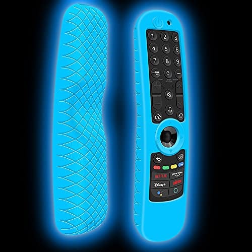 Silikon Hülle Schutzhülle für LG AN-MR21GA MR21GC MR22GA MR23GA MR24GA Magic Remote Fernbedienung mit NFC Cover Case Anti-Rutsch Silikonhülle für LG Smart TV Original Voice Remote Control (Glow Blue)