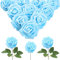 IPOPU 30 Stück Babyblaue Rosen aus Schaumstoff, künstliche Rosen mit Stielen, künstliche Rosen mit künstlichen Blumen für selbstgemachte Hochzeitssträuße, Babyparty, Tafelaufsätze, Blumenparty,