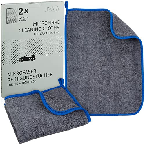 LIVAIA Panno microfibra: 2 panni in microfibra per la casa e pulizia auto - Panni in microfibra - panno microfibra auto