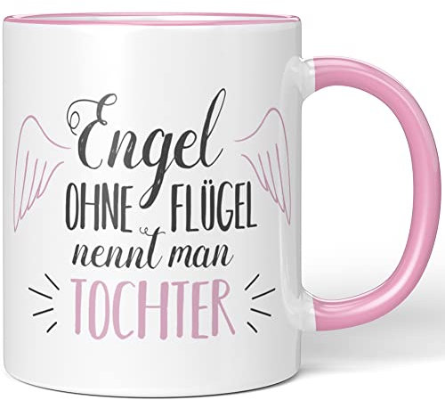 JUNIWORDS Tasse, Engel ohne Flügel nennt Man Tochter, Rosa (1005179)