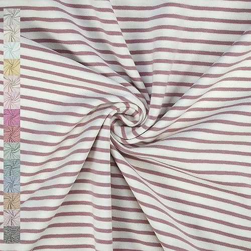 Jersey Mika, gestreift, 2,5mm und 5mm, altrosa/weiß (Länge am Stück: ab 50cm / Breite: 150cm)