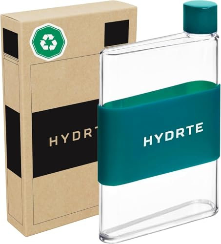 Hydrte Bottiglia d'acqua piatta, a tenuta stagna, in plastica priva di bisfenolo A, sottile, adatta a qualsiasi borsa (480 ml, verde acqua)