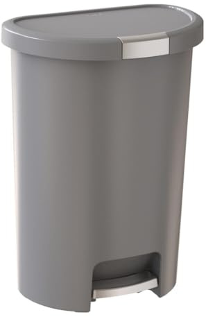 Curver Deco Treteimer mit Deckel für Küchenabfälle, 13 Gallonen, silberfarben
