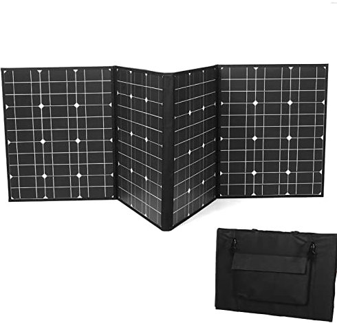 Wttfc 150W Cargador Solar, Panel Solar Plegable 150W 18V, Kit Placa Solar Portatil Monocristalinos, Paneles Solares Fotovoltaica Impermeable para Autocaravanas, Embarcaciones, Batteria, Caravanas