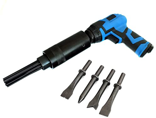 Air Hammer Kit with 4 Chisel Bits and Rust and Paint Removing Needle De-Scaler Attachment