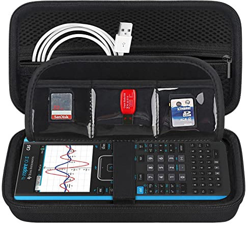 BOVKE Graphing Calculator Carrying Case Ersatz für Texas Instruments TI-Nspire CX CAS/CX II CAS Color Graphing Calculator und mehr -Mesh Pocket für Kabel und Zubehör, Schwarz+Schwarz