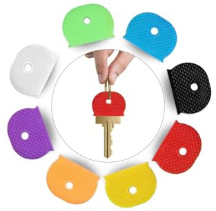 8 Pcs Key Covers, Key Caps Covers Caps Key Toppers Tags Set Flexible Key Covers Coloured Key Identifiers Caps Colour Key Caps Key Cap Label for Easy Identifying House Door Keys, 8 Assorted Colors