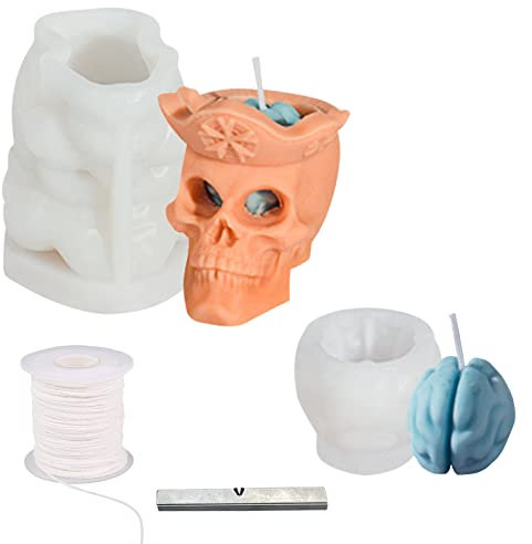 Molde de silicona 3D para velas, molde de silicona para fundir la vela como adornos de manualidades, iluminación de fiestas y decoración del hogar, con mecha de vela y soporte para mecha