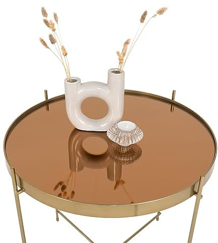 House Nordic Venezia Couchtisch - Couchtisch aus messingfarbenem Stahl mit Glas - 48xh48cm