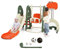 GOPLUS Ensemble Toboggan et Balançoire 6 en 1, avec Panier de Basket Hauteur Réglable&Football&Golf, Motif de Dinosaure,pour 3-8 Ans, Escalade Aire de Jeu Intérieur & Extérieur (Dinosaure Orange)