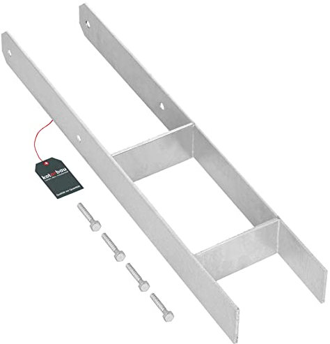 KOTARBAU® H-Pfostenträger Feuerverzinkt für Beton Breite 121 mm Gesamthöhe 600 mm Materialstärke 5 mm für 120 mm Pfosten H-anker Pfostenanker zum Einbetonieren Pfostenträger Pfostenschuhe mit Schraube