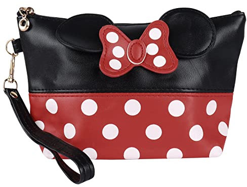 Winric Kosmetiktasche Damen Mädchen Mouse Ears Style Make up Tasche Cartoon Bow Kosmetiktasche Polka Dots Damen Handtasche Reise Kulturbeutel für Reisen Geschäft Geburtstagsgeschenk