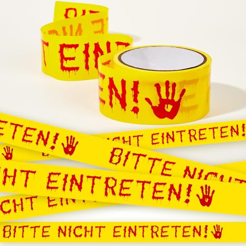 ADMAY Absperrband Halloween, 4.8cm x 25m BITTE NICHT EINTRETEN Halloween Absperrband, Gruselige Halloween Deko für Outdoor und Indoor, Warnband für Halloween Party, Zombie Deko, Caution Tape
