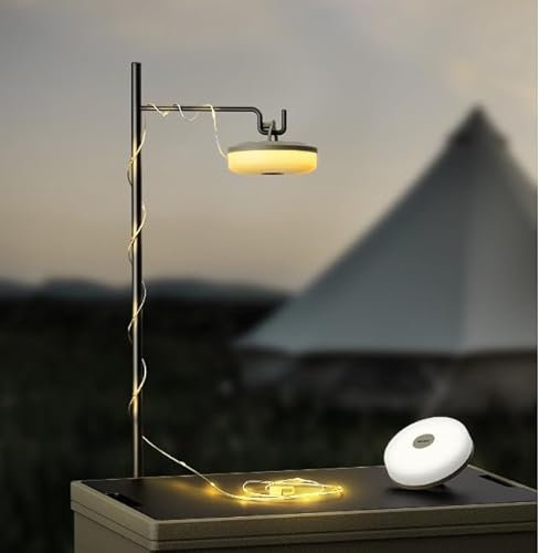 Multifunktionales Tragbares Campinglampe 9M, LED Wasserdicht Camping Lampen, USB-Aufladung Campingleuchte, Mini Tragbare Zeltlampe für Camping im Freien Party Gartendeko Camping Zubehör
