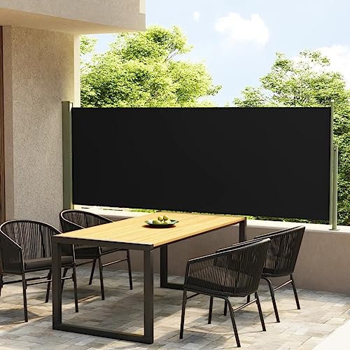 Annlera Ausziehbare Seitenmarkise 80x300 cm Schwarz Sichtschutz Ausziehbar Balkon Seitenmarkise Seiten Markise Aussen Sichtschutz Seitenmarkise für Balkon/Terrasse Beschattung & Privatsphäre Schutz