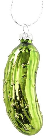 Christbaumschmuck Weihnachts-Gurke aus Glas handbemalt Weihnachtskugel witziger Weihnachtshänger Tannenbaum-Anhänger Tannenbaum-Figur Weihnachtsschmuck Anhänger Weihnachts-Deko (Gurke)