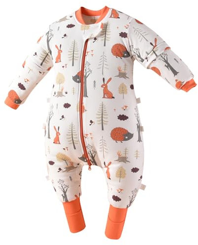 Chilsuessy Baby Schlafsack mit Beinen Warm gefüttert Winter Langarm Winterschlafsack mit Füssen Baby Schlafsack mit Füßen, Wald Igel/2.5 Tog, 90cm/Baby Höhe 95-105cm