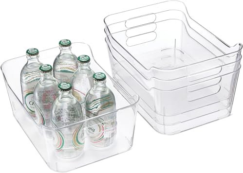 NANLIUJING Lot de 4 organiseurs de réfrigérateur - Pour garde-manger, congélateur, armoire, salle de bain, bureau - Sans BPA - 28,5 x 20,6 x 13 cm