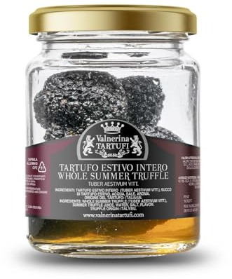 Valnerina Tartufi Schwarzer Sommertrüffel Ganz 50 gr | Trüffen Natürlich, Handwerklich und Italienisch in eigenem Saft konserviert Glas