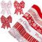 6 Rollen 30 Yard Weihnachten Band Dekorationen Weihnachtsbaumband Geschenkbox Verpackungsband Glitzer Weihnachtsbänder Schleifenband für Geschenk Weihnachtsbaum Dekoration, Weihnachtsrot