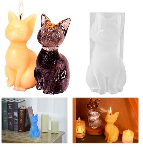 Katze Gießen Silikonform, Katze Silikon Kerzenform, Tier Silikon Gießform, Katze Kerzenform zum Gießen 3D Kätzchen Seifenform, Epoxidharz Tierformen, Tier Kerzenformen, Gießharzformen für Katzen