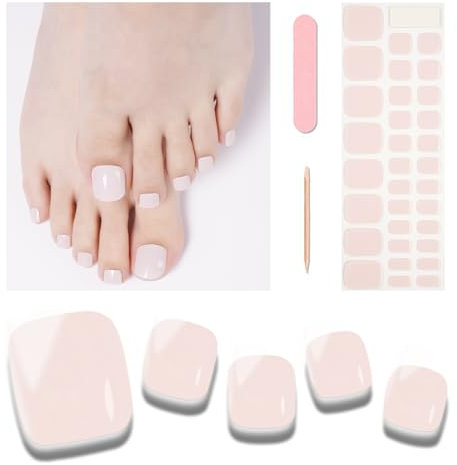 32 strisce di gel semi-indurito per unghie, smalto per unghie autoadesivo, adesivo per unghie in gel, qualità salone, con lima per unghie e bastone (rosa pesca)