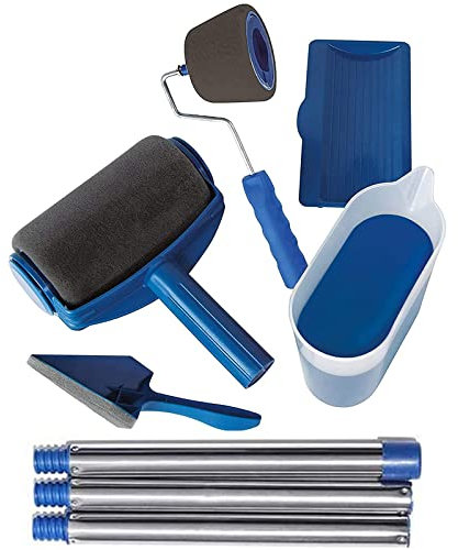 True Face Paint Rollers for Walls and Ceilings Paint Runner Pro 8 Pcs Wall Painting Kit Professional Painting Brush Pad Tray Kit Painting Set Flocked Edger Corner and Triangle Smart Painting Tools