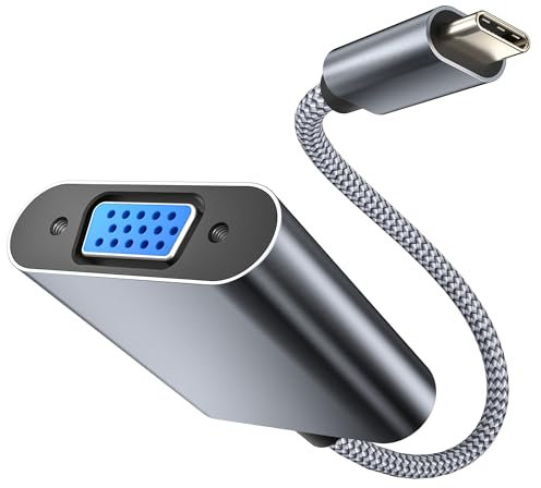 Elebase Adaptateur USB C vers VGA,Thunderbolt 3/4 Type C Mâle vers VGA Femelle Convertisseur pour iPhone 16 15 Pro Max,MacBook Air 2023,iPad,iMac,Samsung Galaxy S24 A54,Tab S9 S8,Dell XPS,Surface Go