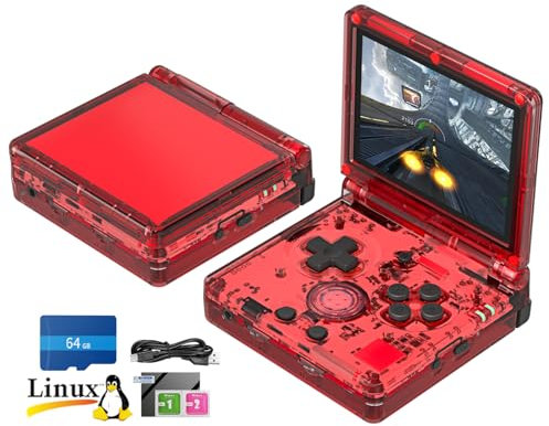 RG35XX Flip Retro Handheld Game Console, Linux System, 3.5-inch IPS 640*480 Resolution Screen 3300 Battery H700 Portable Video Gaming Console Support Bluetooth WiFi (Blue Transparent)